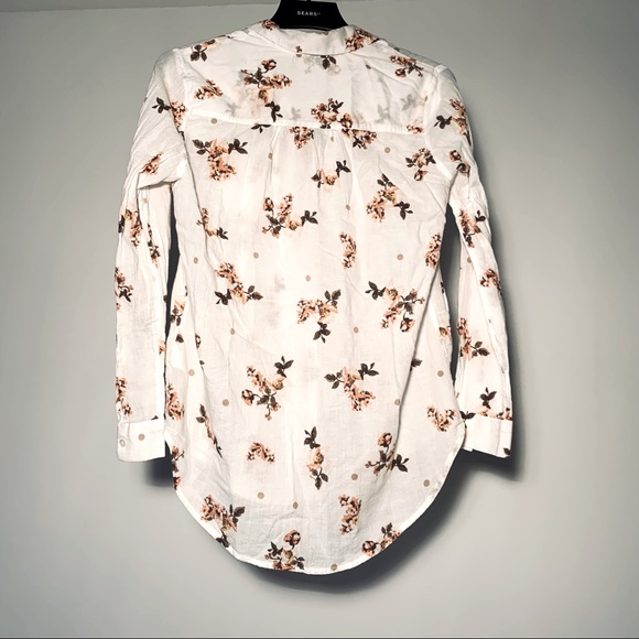 Lord & Taylor White Pink Floral 100% Linen Long Sleeve Button Down Shirt size S - Picture 3 of 7